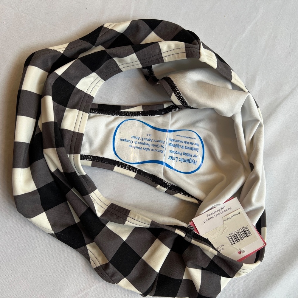 Kate Spade New York Shoreline Plaid High-Waist Bikini Bottom Black/White L , NWT - Picture 7 of 9